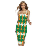 Irish Themed Argyle Pattern Print Cross Back Cami Dress