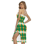 Irish Themed Argyle Pattern Print Cross Back Cami Dress