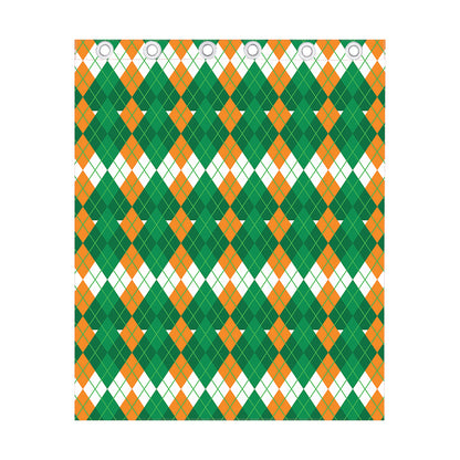 Irish Themed Argyle Pattern Print Curtain