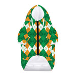 Irish Themed Argyle Pattern Print Dog Zip Up Hoodie