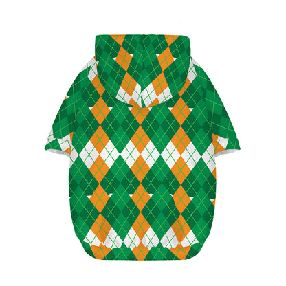 Irish Themed Argyle Pattern Print Dog Zip Up Hoodie