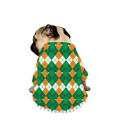 Irish Themed Argyle Pattern Print Dog Zip Up Jacket