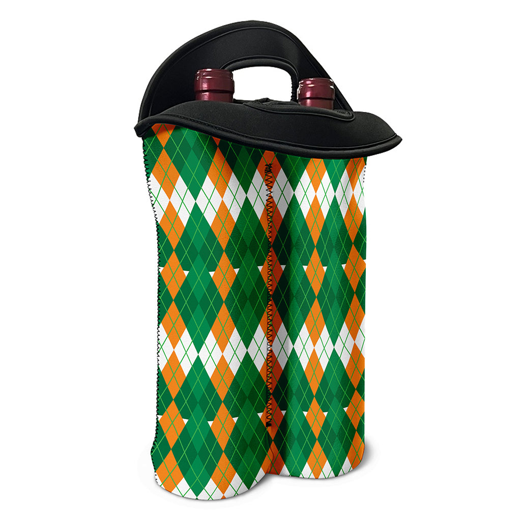 Irish Themed Argyle Pattern Print Double Neoprene Wine Tote