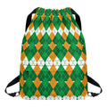 Irish Themed Argyle Pattern Print Drawstring Backpack