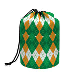 Irish Themed Argyle Pattern Print Drawstring Makeup Bag