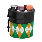 Irish Themed Argyle Pattern Print Drawstring Makeup Bag