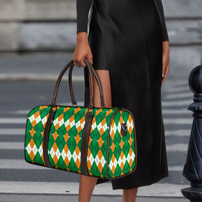 Irish Themed Argyle Pattern Print Duffle Bag