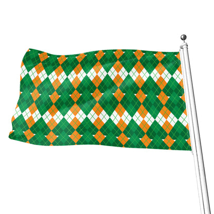 Irish Themed Argyle Pattern Print Flag