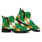 Irish Themed Argyle Pattern Print Flat Ankle Boots