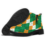 Irish Themed Argyle Pattern Print Flat Ankle Boots