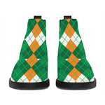 Irish Themed Argyle Pattern Print Flat Ankle Boots
