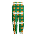 Irish Themed Argyle Pattern Print Fleece Lined Knit Pants