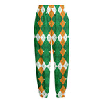 Irish Themed Argyle Pattern Print Fleece Lined Knit Pants