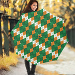 Irish Themed Argyle Pattern Print Foldable Umbrella