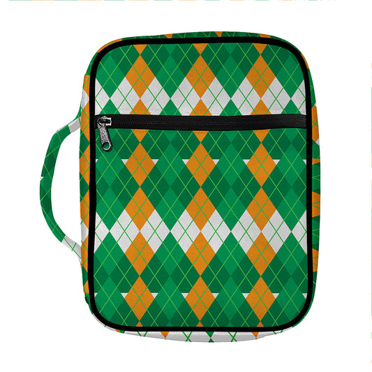 Irish Themed Argyle Pattern Print Front Pocket Bible Bag