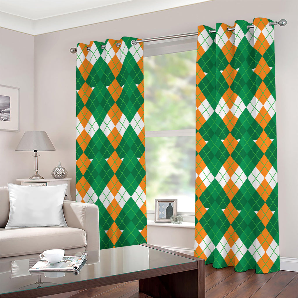 Irish Themed Argyle Pattern Print Grommet Curtains