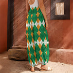 Irish Themed Argyle Pattern Print Harem Pants