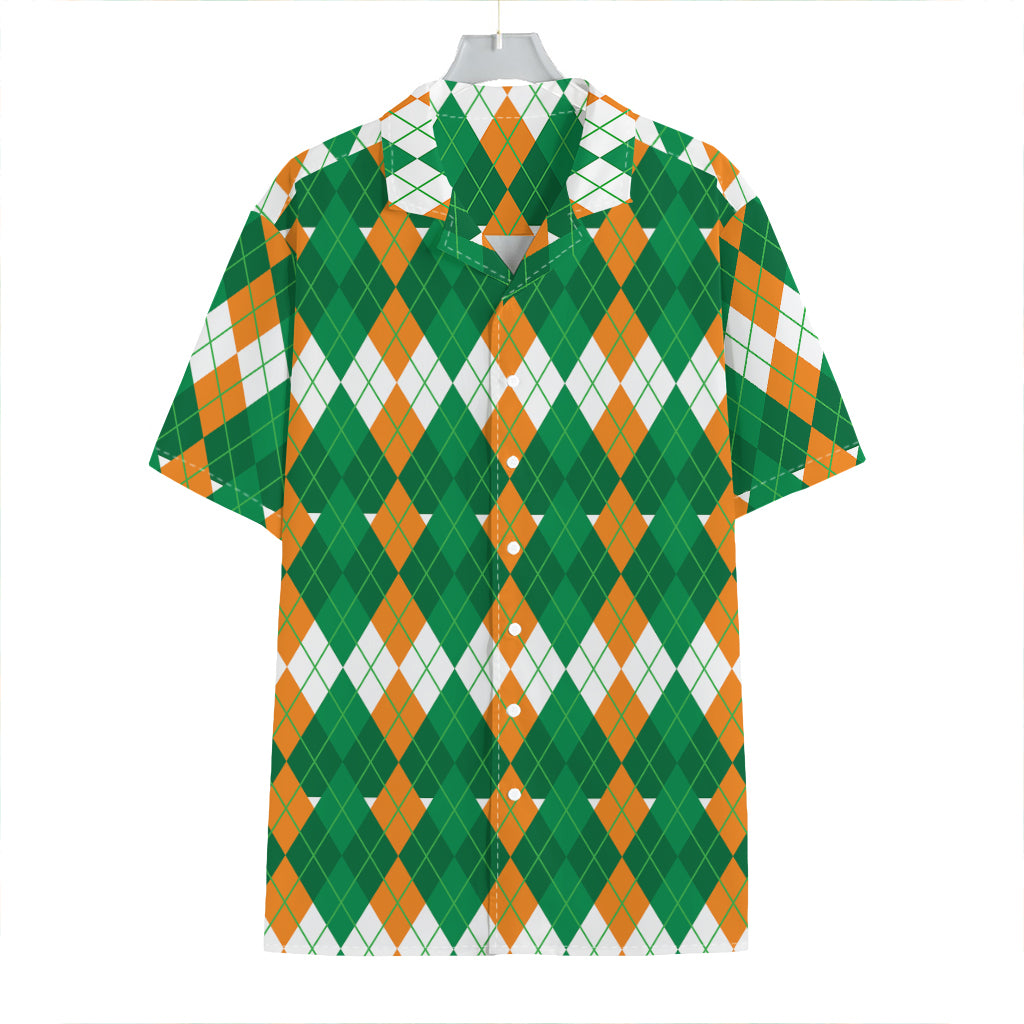 Irish Themed Argyle Pattern Print Hawaiian Shirt