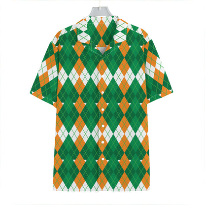 Irish Themed Argyle Pattern Print Hawaiian Shirt