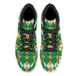 Irish Themed Argyle Pattern Print High Top Leather Sneakers