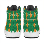 Irish Themed Argyle Pattern Print High Top Leather Sneakers