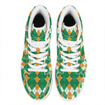 Irish Themed Argyle Pattern Print High Top Leather Sneakers