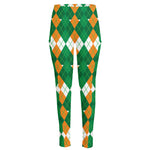 Irish Themed Argyle Pattern Print High-Waisted Pocket Leggings