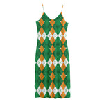 Irish Themed Argyle Pattern Print Jersey Midi Cami Dress