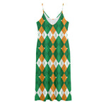 Irish Themed Argyle Pattern Print Jersey Midi Cami Dress