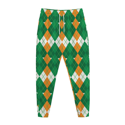 Irish Themed Argyle Pattern Print Jogger Pants