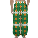 Irish Themed Argyle Pattern Print Lantern Pants