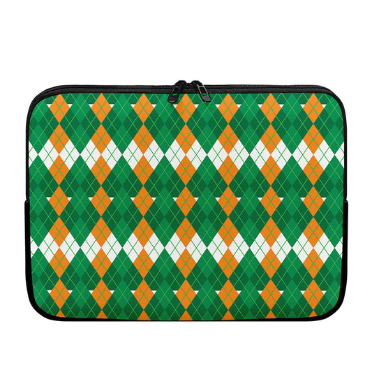 Irish Themed Argyle Pattern Print Laptop Sleeve