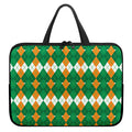 Irish Themed Argyle Pattern Print Laptop Sleeve With Handle