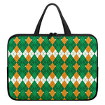 Irish Themed Argyle Pattern Print Laptop Sleeve With Handle