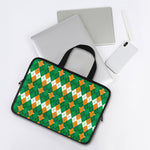 Irish Themed Argyle Pattern Print Laptop Sleeve With Handle