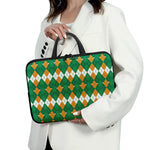 Irish Themed Argyle Pattern Print Laptop Sleeve With Handle