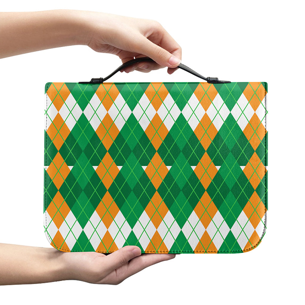 Irish Themed Argyle Pattern Print Leather Bible Cover