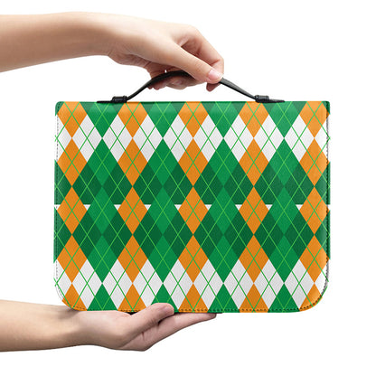 Irish Themed Argyle Pattern Print Leather Bible Cover