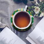 Irish Themed Argyle Pattern Print Leather Coaster Set