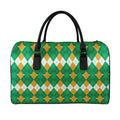 Irish Themed Argyle Pattern Print Leather Duffel Bag