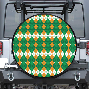 Irish Themed Argyle Pattern Print Leather Spare Tire Cover