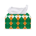 Irish Themed Argyle Pattern Print Leather Tissue Box Cover