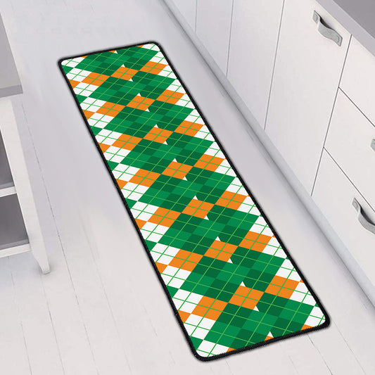 Irish Themed Argyle Pattern Print Long Kitchen Mat