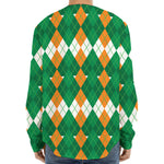 Irish Themed Argyle Pattern Print Long Sleeve Baseball Jersey