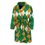 Irish Themed Argyle Pattern Print Men's Bathrobe