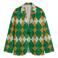 Irish Themed Argyle Pattern Print Men's Blazer