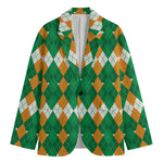 Irish Themed Argyle Pattern Print Men's Blazer