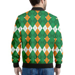 Irish Themed Argyle Pattern Print Men's Bomber Jacket