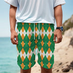 Irish Themed Argyle Pattern Print Men's Cargo Shorts