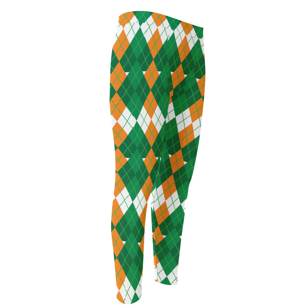 Irish Themed Argyle Pattern Print Men's Compression Pants